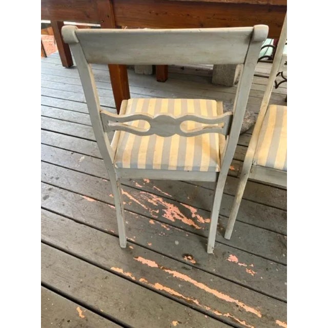 Gray Antique Swedish Style Hand Painted Dining Chairs- Set of 4 For Sale - Image 8 of 9