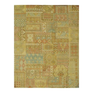 9x12 Multicolor Hand-Knotted Wool Patchwork Mosaic Traditional Carpet Rug For Sale