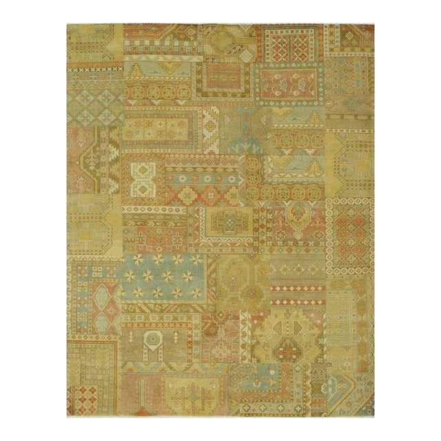 9x12 Multicolor Hand-Knotted Wool Patchwork Mosaic Traditional Carpet Rug For Sale