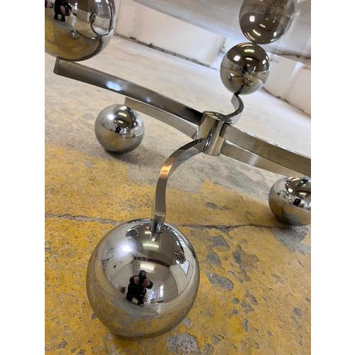 Atomic Coffee Table in Glass and Chrome For Sale - Image 5 of 11