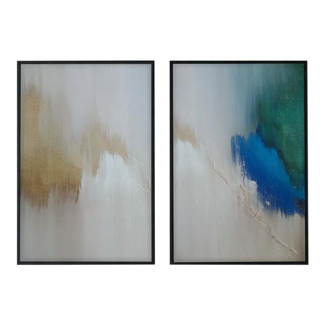 Modern Abstract Diptych, Limited Edition, Framed Wall Prints - a Pair For Sale