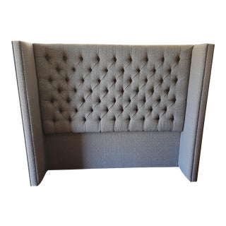 Custom Upholstered Wing Headboard For Sale