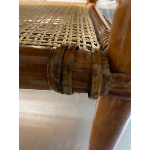 White Vintage Rattan Cane End Tables – White Top, Coastal Palm Beach Regency Pair, 1970s For Sale - Image 8 of 10