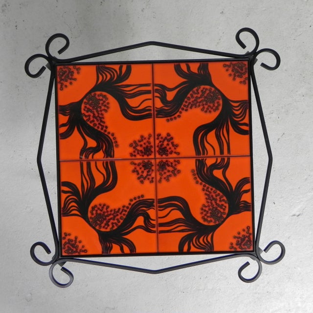 Metal Vintage Coffee Table with 4 Tiles, 1960s For Sale - Image 7 of 18