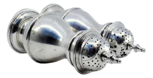 Salt and Pepper Shakers in Silver with Knob Lids, Set of 2
