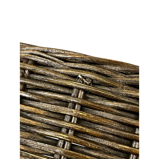 Vintage Woven Rattan & Bamboo Stool With Sculptural Loop Base For Sale - Image 16 of 18