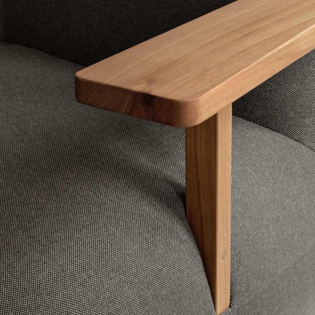Toe Sofa in Stone Gray Teak and Outdoor Fabric by Tommy Hyldahl For Sale - Image 3 of 8