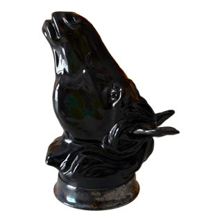 Vintage Royale Stratford England Hand Painted Black Horse Porcelain Stirrup Cup For Sale