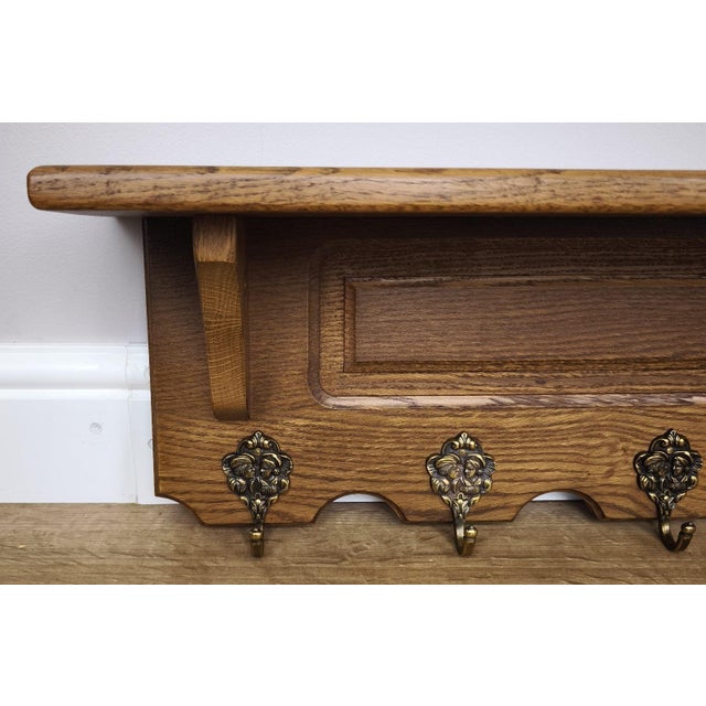 French Vintage Coat Rack in Oak For Sale - Image 6 of 11