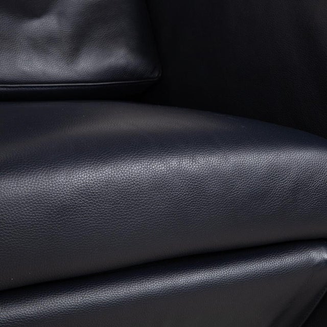 Blue Leather Club Chair from FSM Sesame For Sale - Image 8 of 17