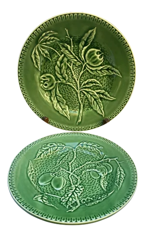 Vintage Olive Bordallo Pinheiro Plates - a Pair