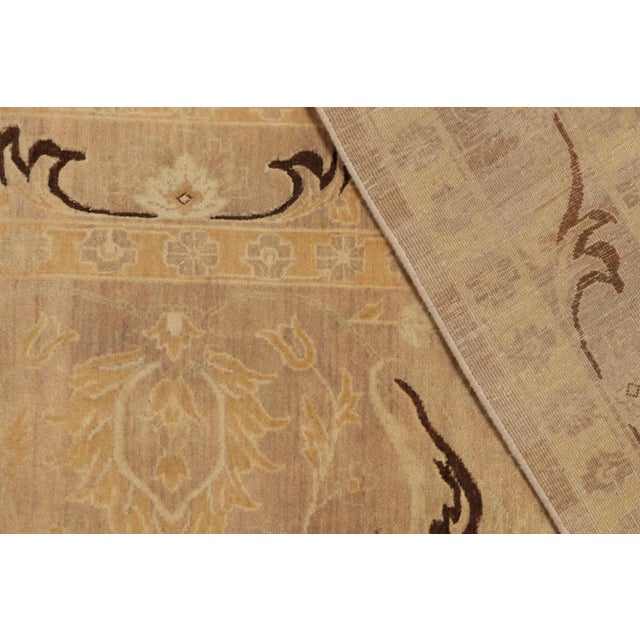 Textile Rug & Kilim’s Classic-Style Rug in Beige-Pink With Gold & Brown Floral Patterns For Sale - Image 7 of 7