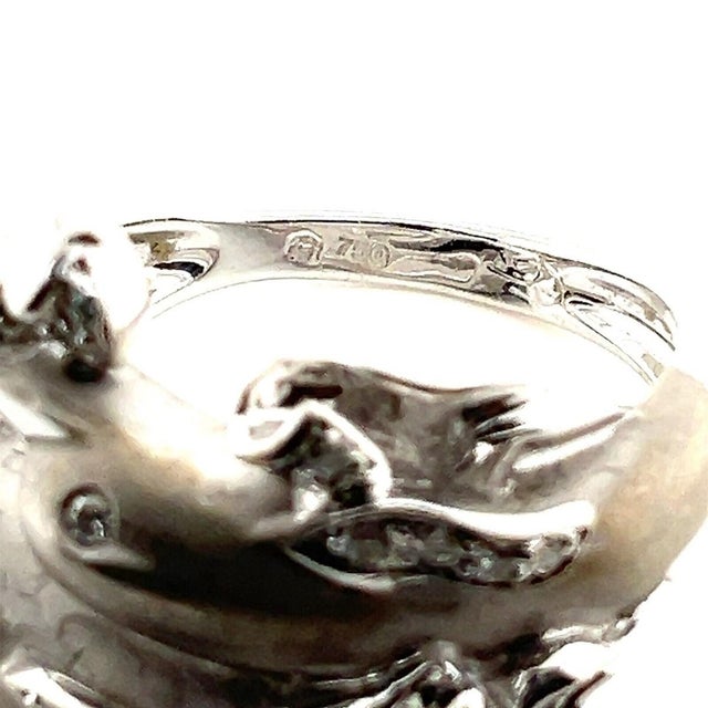 Mid 20th Century Carrera y Carrera Diamond 18k White Gold Double Dolphin Ring Size 5 For Sale - Image 9 of 9