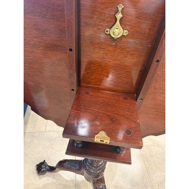 Wood Kindel Winterthur Collection Mahogany Pie Crust Flip Top Table For Sale - Image 7 of 9