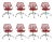 Modern Marcello Ziliani Red Chairs - Set of 8 For Sale