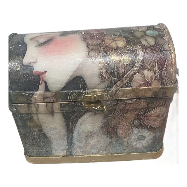 Decorative Box-One of a Kind, Hand Painted and Embellished For Sale