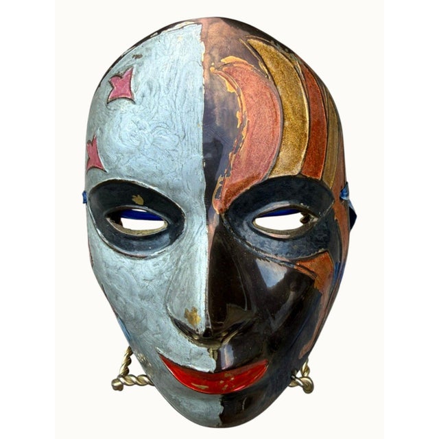 Vintage Hand-Painted Solid Brass Celestial Face Mask – Made in India Striking vintage solid brass decorative face mask...