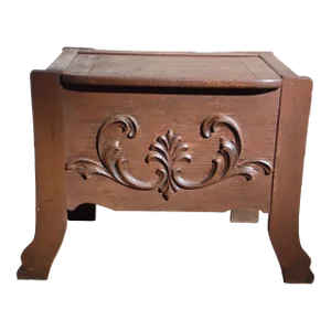 Antique Vintage Solid Oak Low Cabinet Lift Top Storage Entry Bench Hall Chair