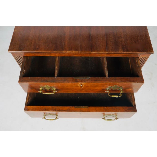 Early 19th Century Antique Mahogany Two-Drawer Sewing Table With Scroll-Foot Pedestal Base For Sale - Image 5 of 7