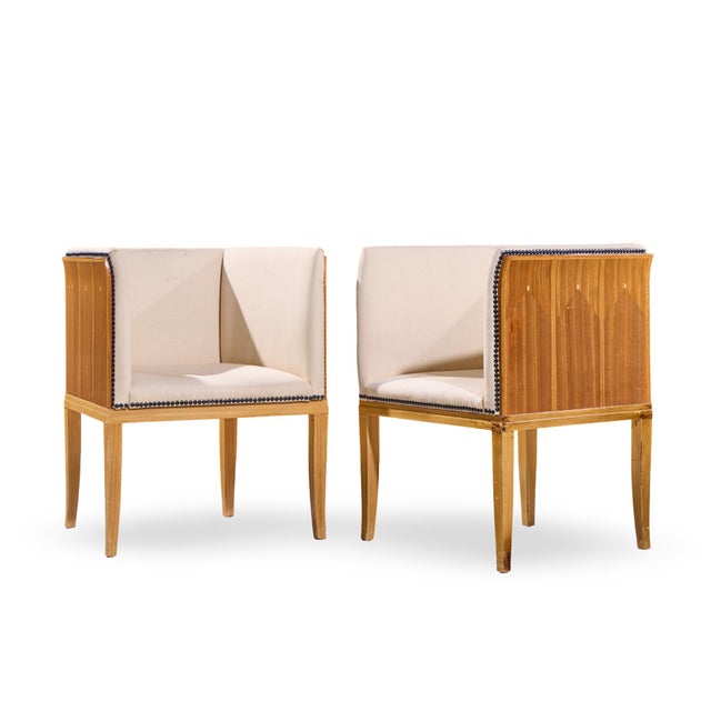 Mid-Century Modern Eliel Saarinen for Arkitektura Saarinen House Mid Century Maple Arm Lounge Chairs - Pair For Sale - Image 3 of 13