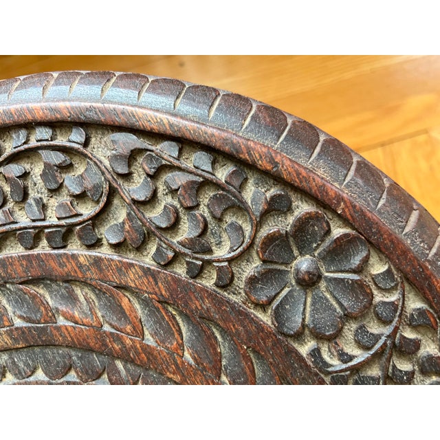 Hand Carved Elephant Side Table For Sale In New York - Image 6 of 9