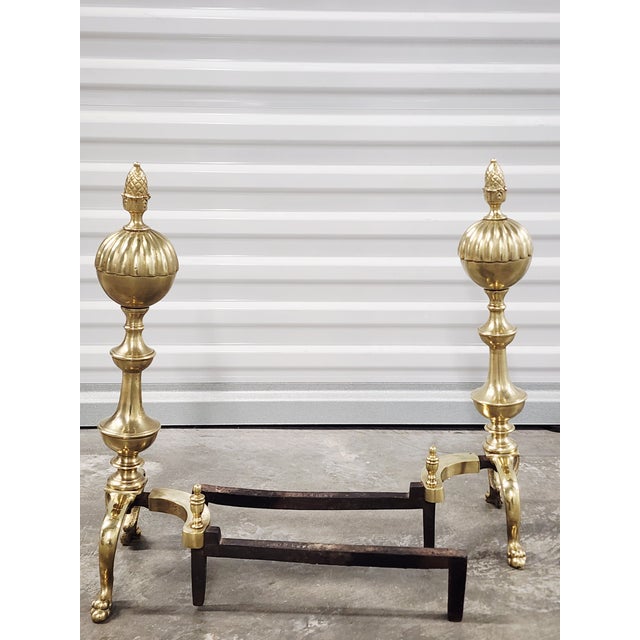 English Antique English 19th Century Brass Andirons - A Pair For Sale - Image 3 of 11