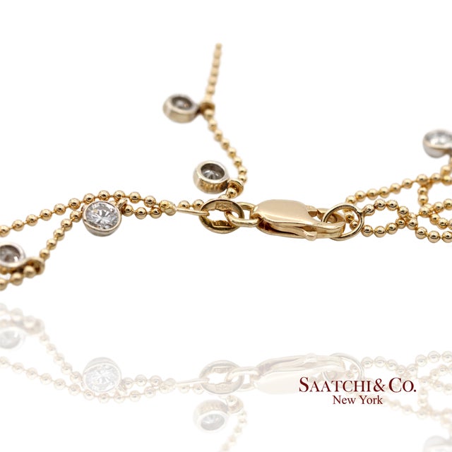 Metal 14k(585) Yellow & White Gold Natural Diamond Graduated Drop Necklace For Sale - Image 7 of 12