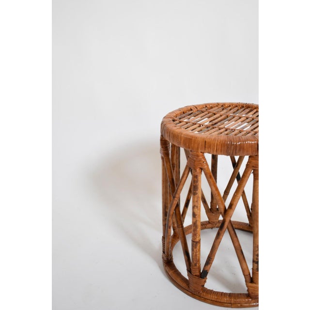Cylindrical Rattan Stools, 1960s, Set of 2 For Sale - Image 4 of 5