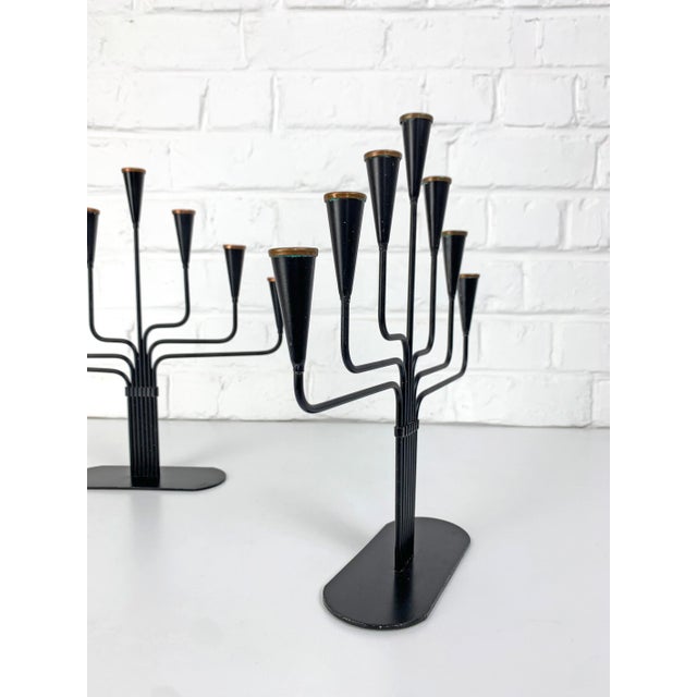 Seven-Arm Candelabras by Gunnar Ander for Ystad Metall, Sweden, 1950s, Set of 2 For Sale - Image 12 of 13