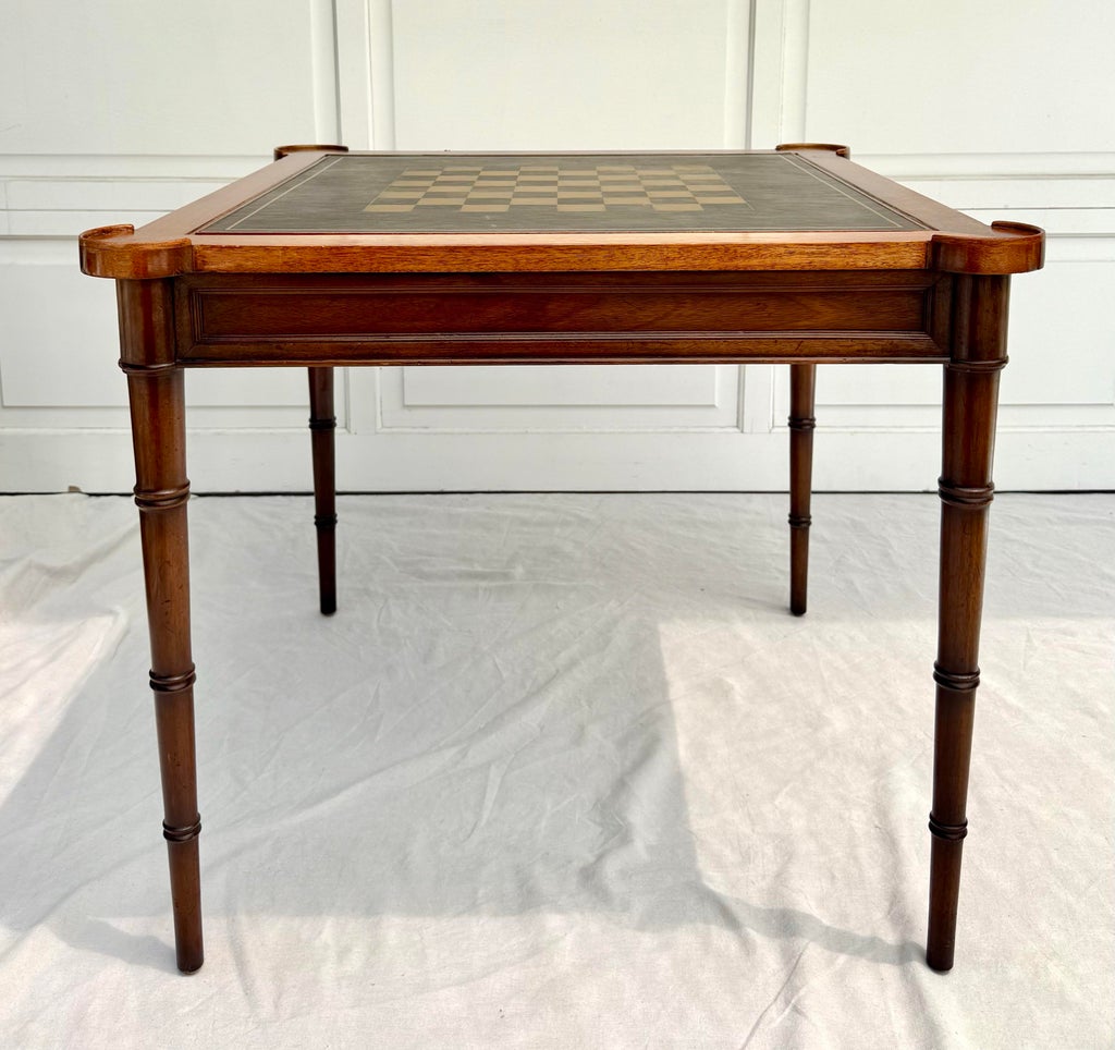 1967 Drexel Et Cetera Flip Top Faux Bamboo Game Table | Chairish