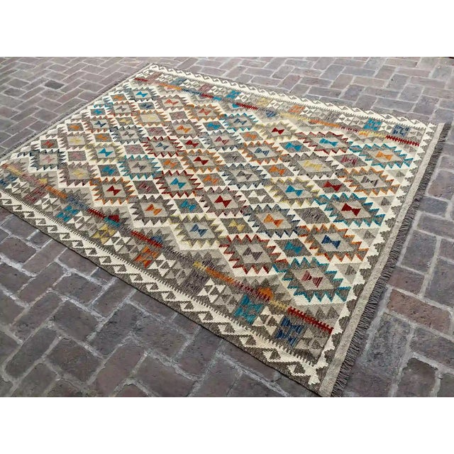 2020s Handwoven Kilim Rug, Colorful Tribal Pattern, 6.7' X 9' For Sale - Image 5 of 8