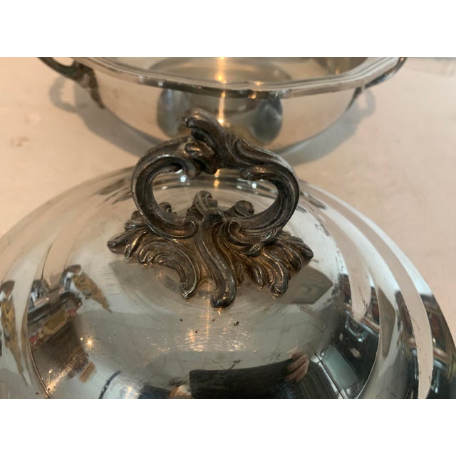 Lidded Bouillon Bowl and Small Silver-Plated Metal Dishes, 20th Century, Set of 3 For Sale - Image 9 of 12