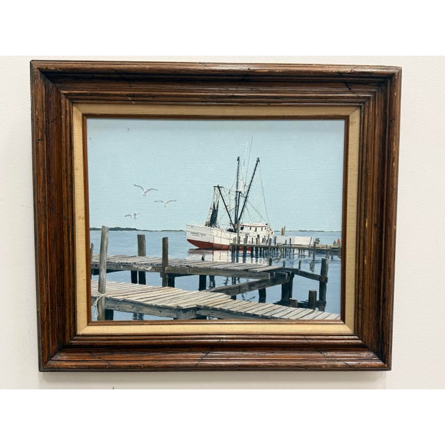 1970's Vintage Realism Coastal Acrylic on Canvas Signed Gloria Pelkey For Sale - Image 12 of 12