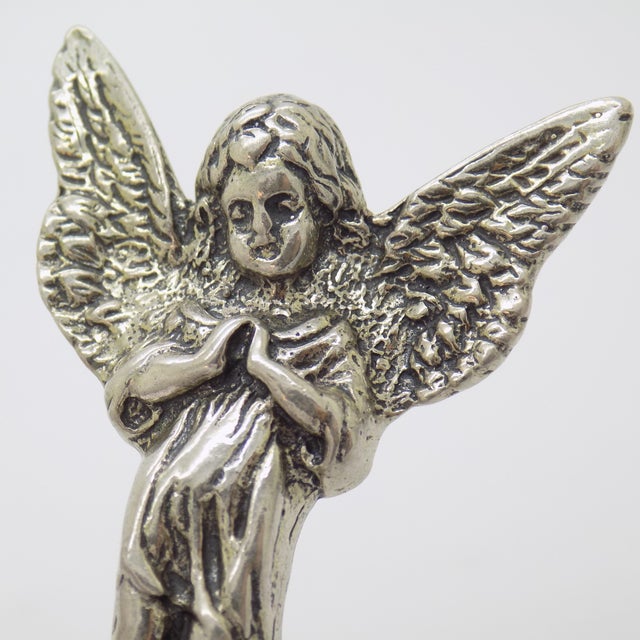 Italian Vintage Italian Handmade Genuine Silver Angel Themed Holy Water Font Figurine For Sale - Image 3 of 11