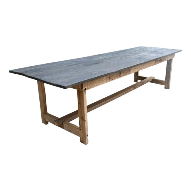 120" - French Farmhouse Table With Drawers on Both Sides For Sale