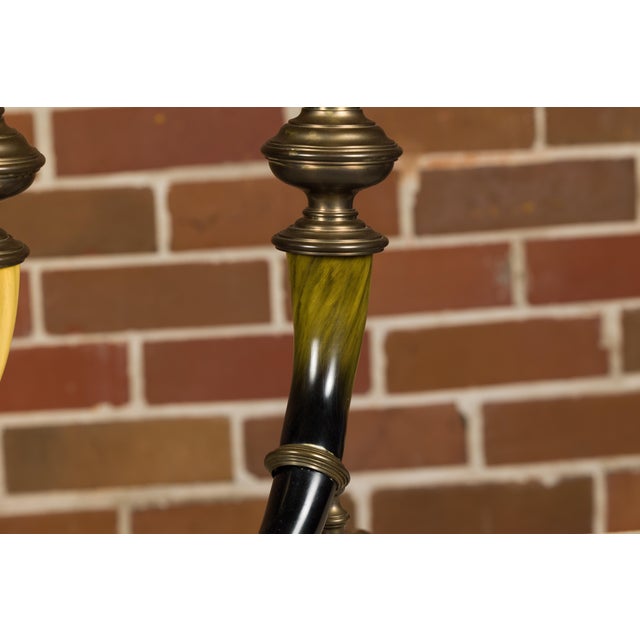 Rustic 1970s Chapman Faux Horn and Brass Table Lamps - a Pair For Sale - Image 3 of 12