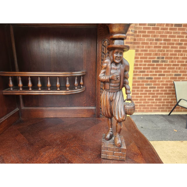 Antique French Brittany Hand-Carved Oak Sideboard, C. 1920s For Sale - Image 13 of 14