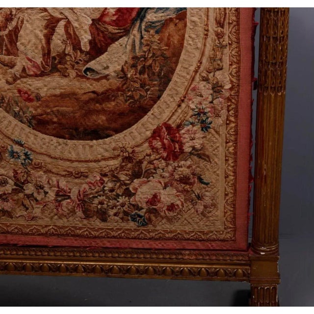 Gold Antique French Louis XVI Style Gilt Wood & Pictorial Needlepoint Fire Screen, 19th Century For Sale - Image 8 of 11