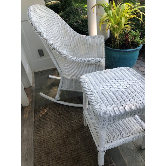 Vintage White Wicker Rocking Chair Chairish