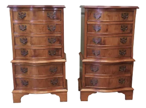 Bur Yew Chests of Drawers, 1960s, Set of 2