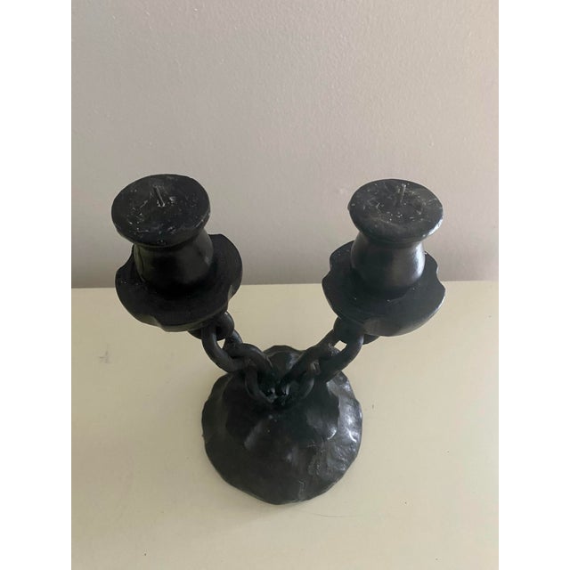 1950s Mid-Century Brutalist Chain Candelabra Candle Holder For Sale - Image 4 of 10