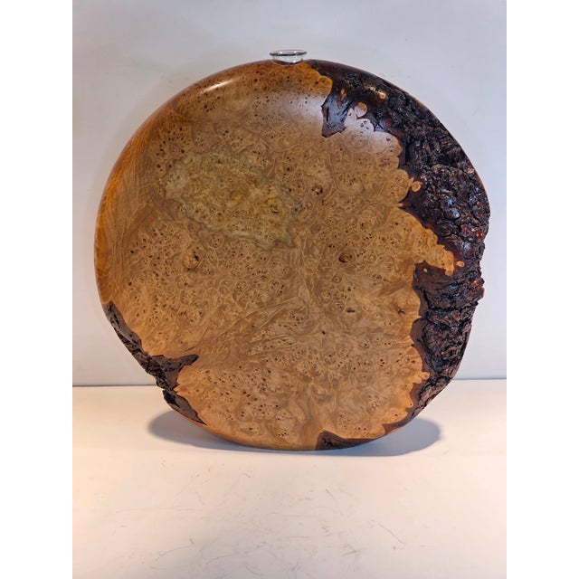 Champagne 1990s Signed Warren Vienneau Hand Turned Maplewood Burl Bud Vase For Sale - Image 8 of 9