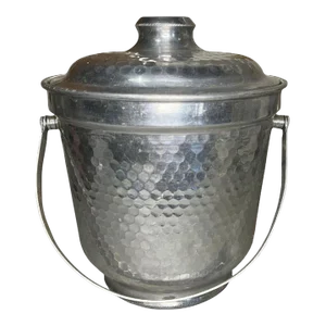 Vintage Hammered Metal Italian Ice Bucket or Champagne Chiller With Lid