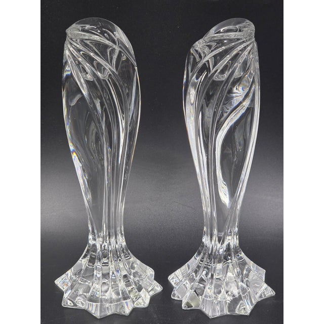 Art Deco Pair of Late 20th Century Lenox Artic Bloom Crystal Candlesticks For Sale - Image 3 of 18