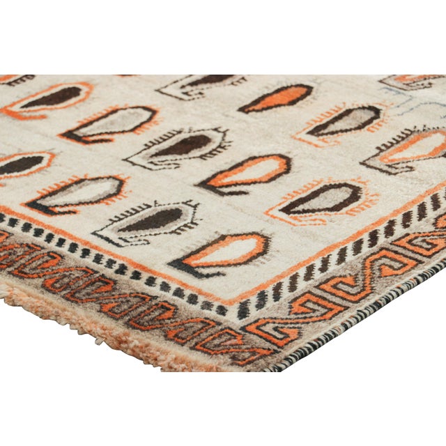 Vintage Gabbeh Persian Runner Rug With Orange Paisley Patterns - Rug & Kilim For Sale In New York - Image 6 of 7