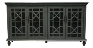 Walter of Wabash Contemporary Coastal Style 72" Blue-Gray Console Cabinet 61711