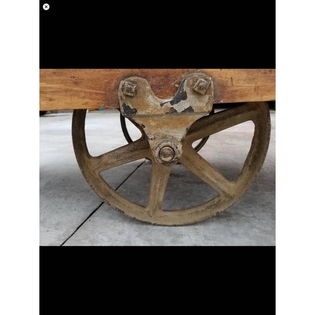 Industrial Antique Industrial Factory Cart Coffee Table For Sale - Image 3 of 5