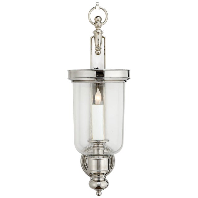 Traditional Chapman & Myers for Visual Comfort Signature Georgian Small Hurricane Wall Sconce in Polished Nickel For Sale - Image 3 of 5