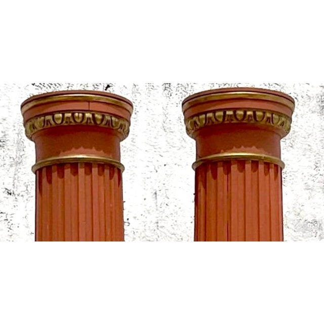 Persimmon Vintage 18th Century Boho Italian Fluted Columns - a Pair For Sale - Image 8 of 12
