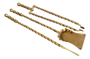 Antique Edwardian Brass Fire Irons, 1900, Set of 3